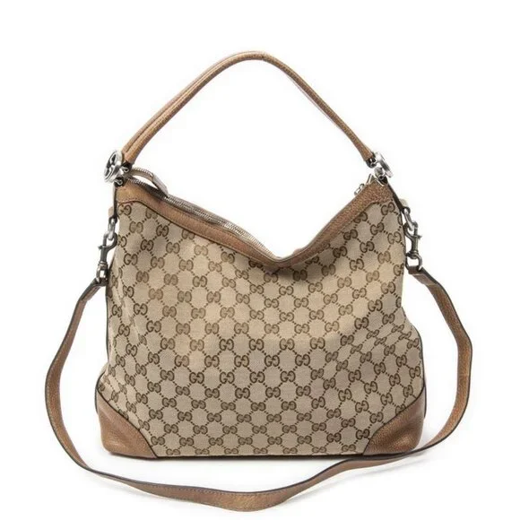 Gucci Brown Beige GG Canvas Shoulder Bag - Picture 5 of 10